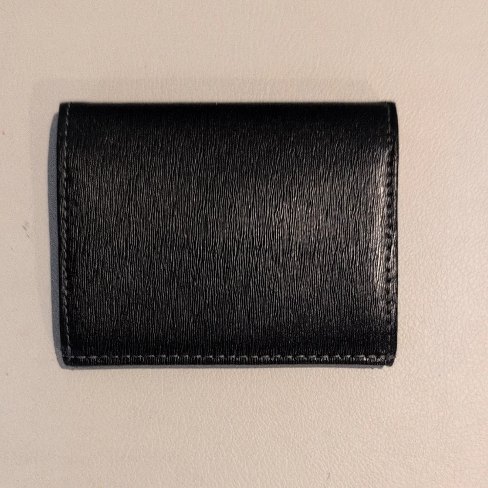 Black & Gray Italian Leather Card Holder